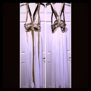 White and gold maxi dress